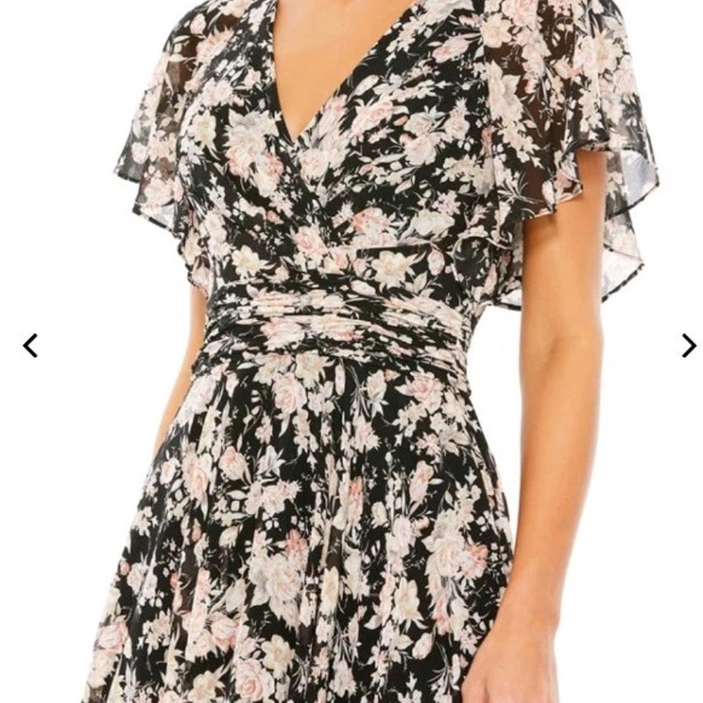 Mac Duggal Black and Pink Floral Maxi Dress - Picture 3 of 15